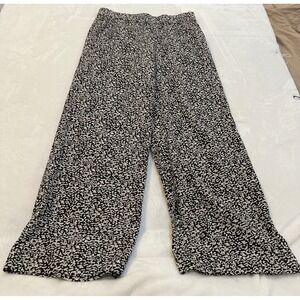 Marine Layer Black Cream Abstract Print Wide Leg Elastic Waist Pants Small